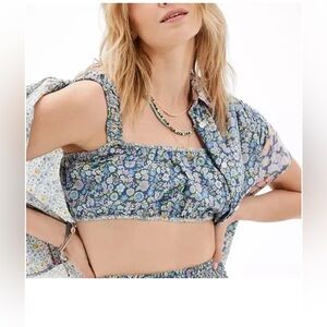 American Eagle Floral Blue Cami